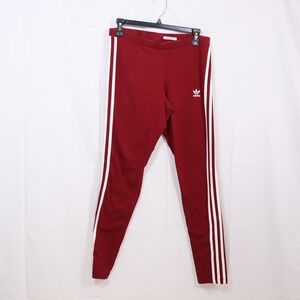 Adidas Leggings‎ Medium Maroon Womens 3-Stripe Trefoil Athletic Yoga